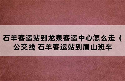 石羊客运站到龙泉客运中心怎么走（公交线 石羊客运站到眉山班车